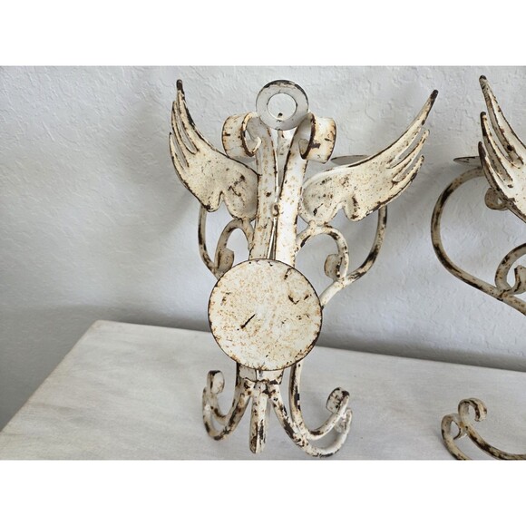 Vintage Wrought Iron Gothic Dragon Candelabra Wall Hanging Set - Picture 13 of 14